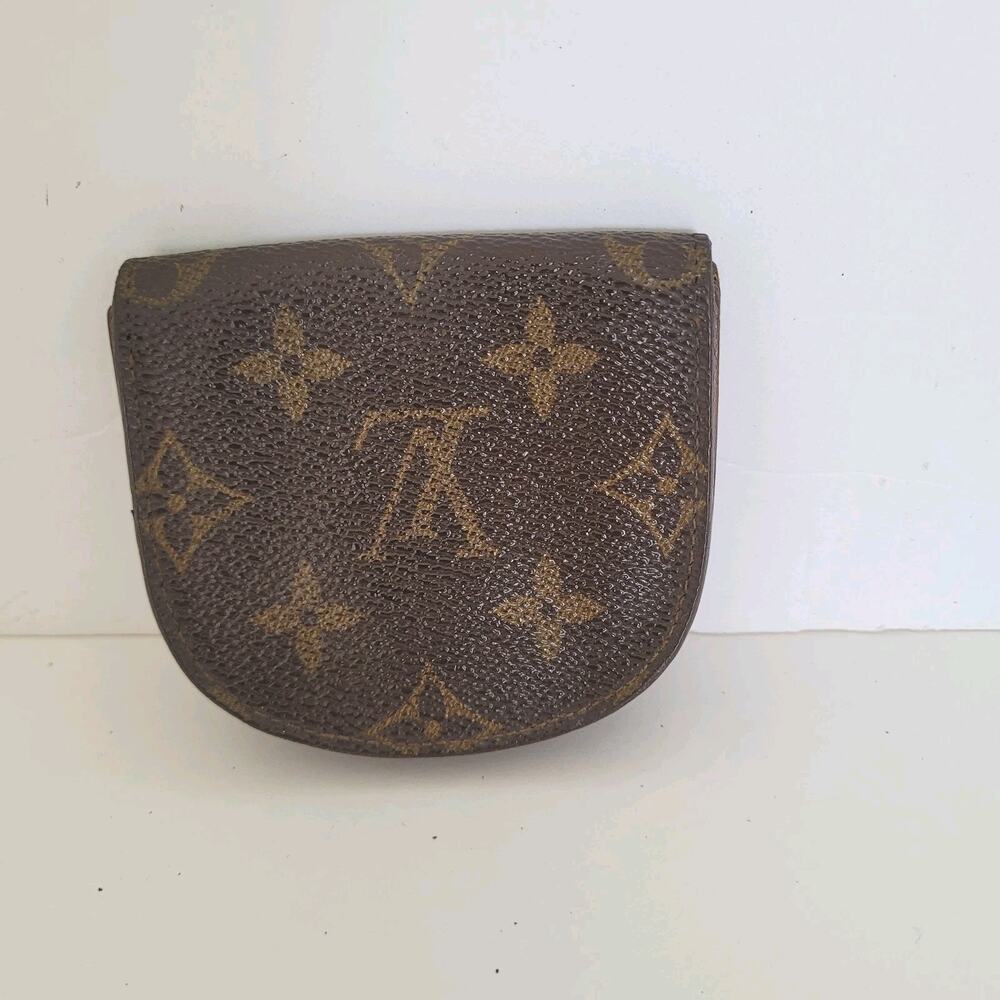 Louis Vuitton Vintage Mini Coin Holder Wallet Small Brown Horseshoe Bifold Logo - Picture 2 of 15